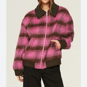Line‎ and Dot size XS the Luna Bomber Jacket sample NWT pink colorblock fuzzy